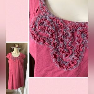 Merona Pink Sleeveless 100% Cotton Round Neck Dress Women’s Size XL